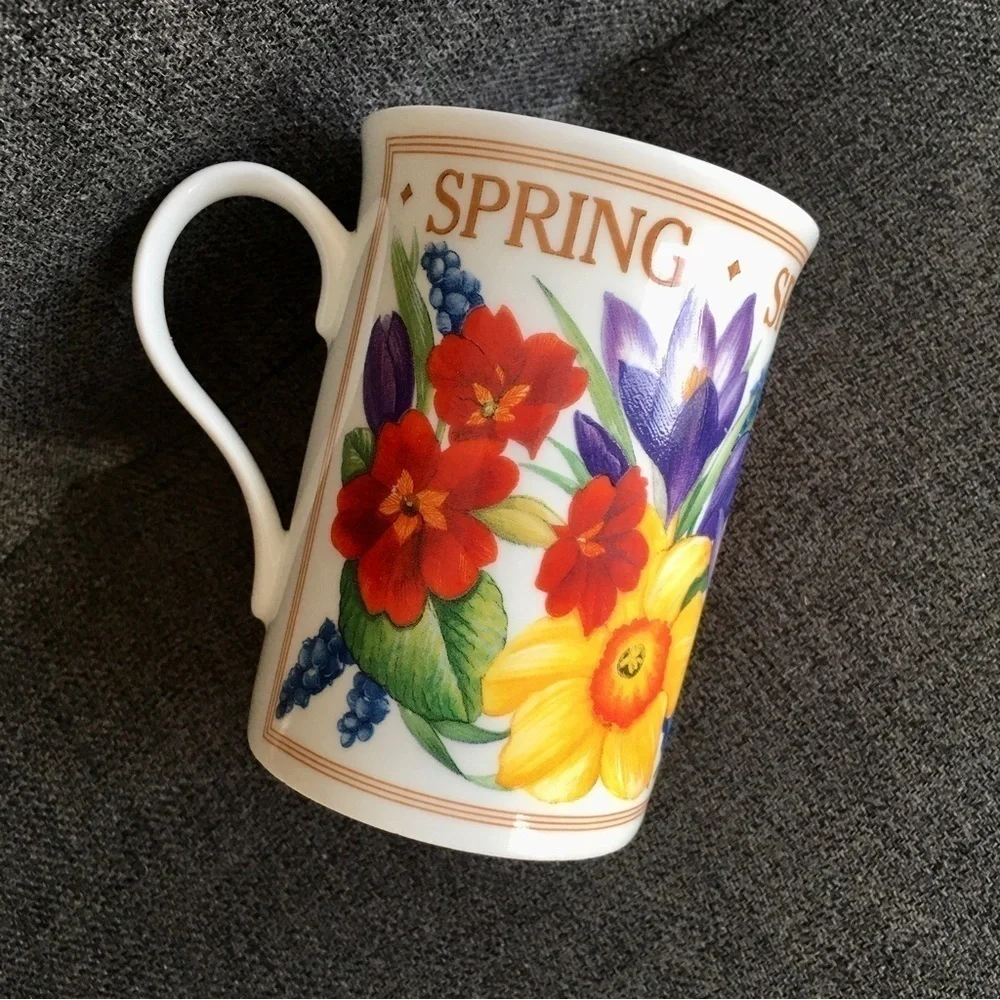 Vibrant, Colorful, Floral Fine Bone China Coffee or Tea Mug, 10 oz